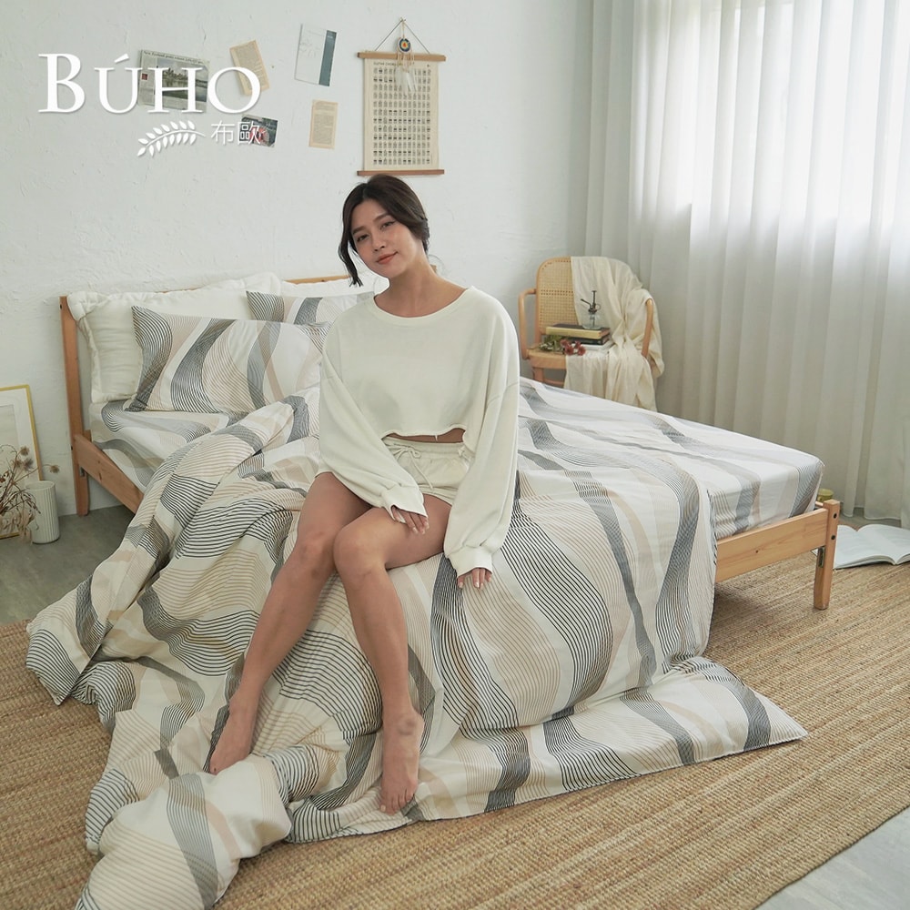 【BUHO 布歐】純棉三件式單人兩用被+單人床包組(多款任選)