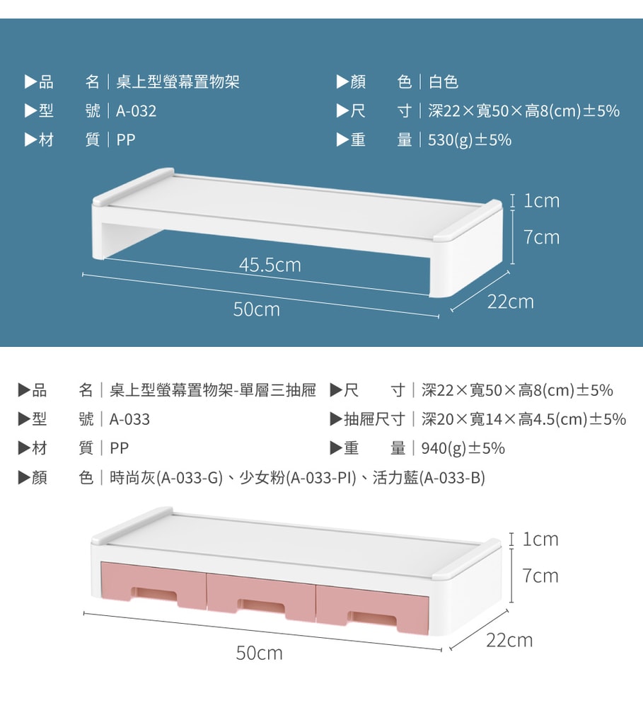 【FL生活+】桌上型螢幕置物架-雙層抽屜款(A-066)桌上收納 筆電增高架 螢幕增高 螢幕增高架 螢幕架 電腦架