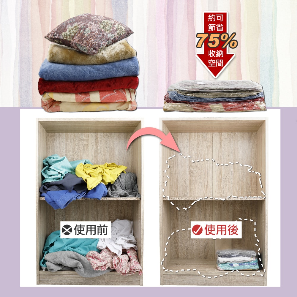 【FL生活+】(3入組)超容量加厚3D立體真空壓縮收納袋-M號(FL-019)