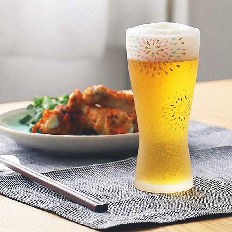 【ADERIA】日本 石塚哨子 金魚花火啤酒杯1入禮盒 煙火酒杯 獨享杯 茶杯