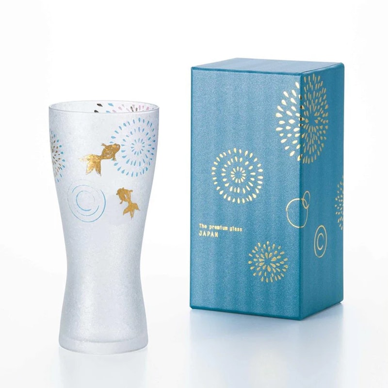 【ADERIA】日本 石塚哨子 金魚花火啤酒杯1入禮盒 煙火酒杯 獨享杯 茶杯