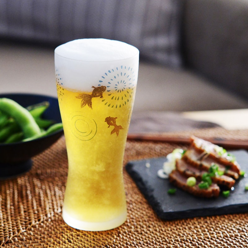 【ADERIA】日本 石塚哨子 金魚花火啤酒杯1入禮盒 煙火酒杯 獨享杯 茶杯