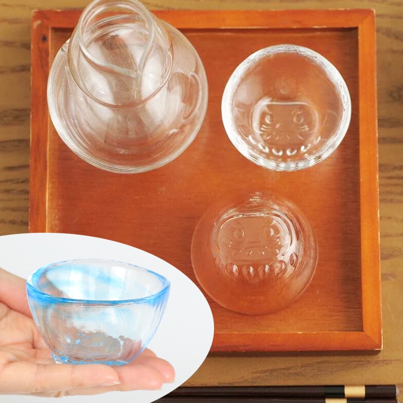 【江戶哨子】日本 harenomi 達摩清酒杯 (7色可選) 酒杯 日本酒杯 透明玻璃杯