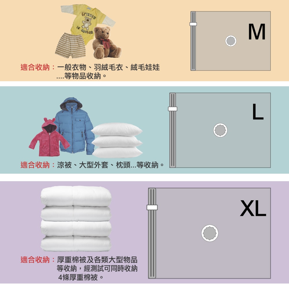【FL生活+】(3入組)超容量加厚3D立體真空壓縮袋 收納袋-XL號(FL-021)