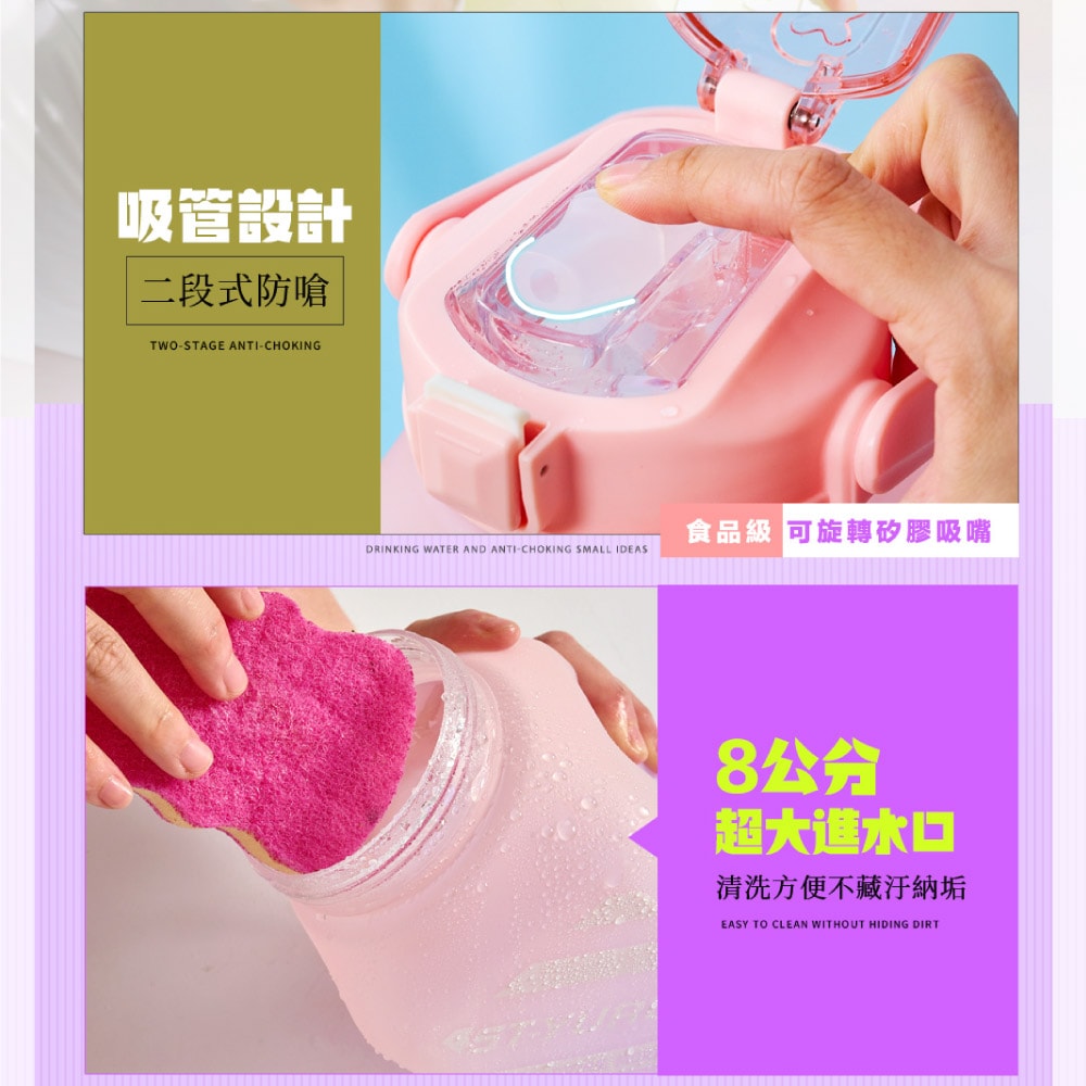 【FL生活+】超容量彈蓋式漸層運動水壺-1500ml送吸管+吸嘴(A-110)