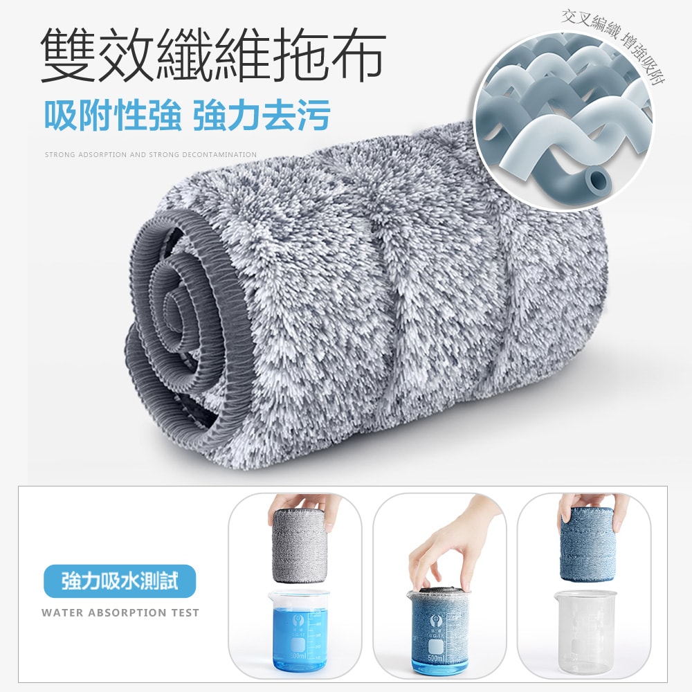 【FL生活+】急速淨大板拖(送2布)(YG-162)免手洗平板拖把