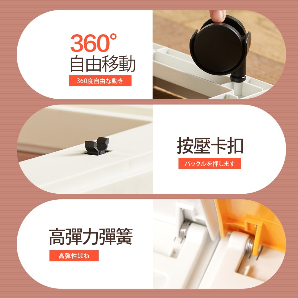 【FL 生活+】36公升附輪彈蓋三槽分類垃圾桶(YG-165)