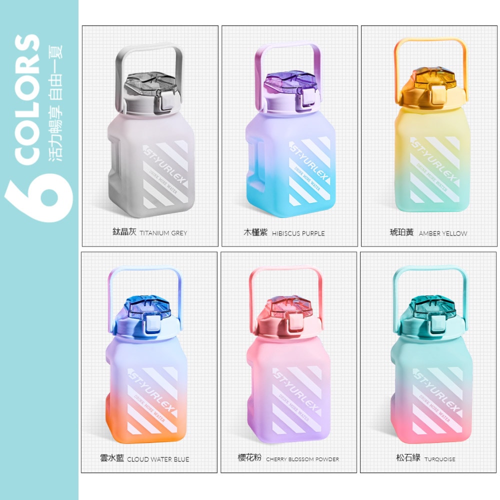 【FL生活+】超容量彈蓋式漸層運動水壺-1500ml送吸管+吸嘴(A-110)