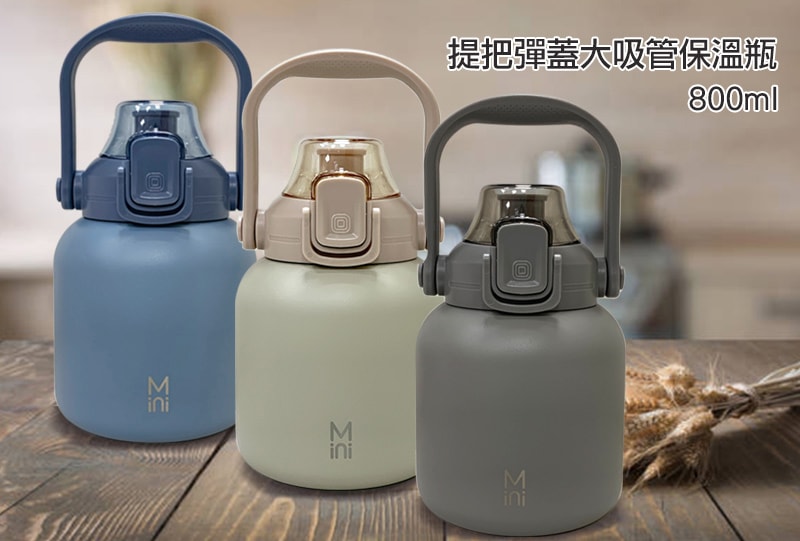 【mini】提把彈蓋大吸管保溫瓶(可吸珍珠)800ml HP1-800