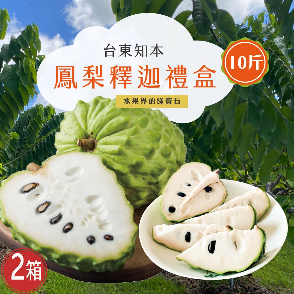 【初品果】台東知本鳳梨釋迦禮盒含箱重10斤x2箱_1/10開始陸續出貨.周五-周日及例假日前一天不出貨