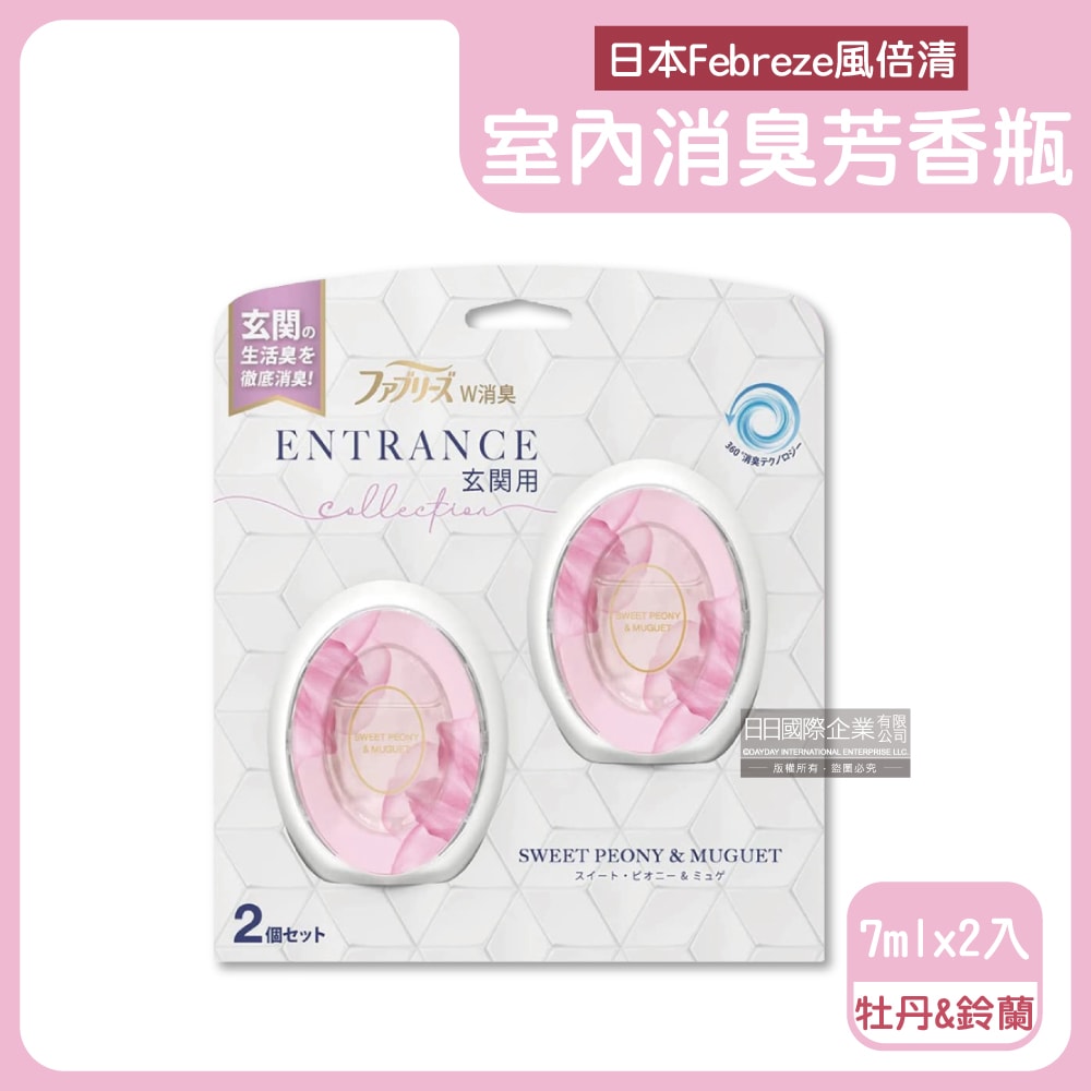 【Febreze 風倍清】玄關專用360°強效消臭W空氣芳香劑7mlx2入/盒-藍色(亞麻&茉莉)/粉紅(牡丹&鈴蘭)/白色(白茶&百合)