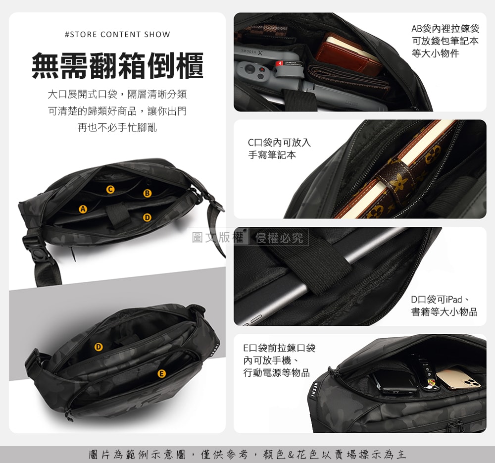 【J.S.優品】幾何潮流防撞硬殼包 10吋多夾層防潑水胸包 舒適透氣單肩包 機車族斜肩包(兩色)