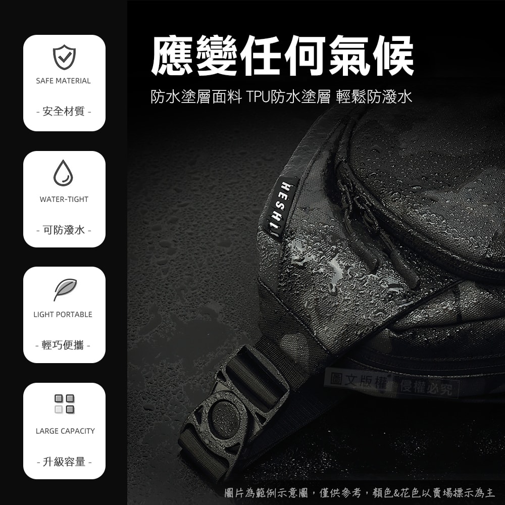 【J.S.優品】幾何潮流防撞硬殼包 10吋多夾層防潑水胸包 舒適透氣單肩包 機車族斜肩包(兩色)