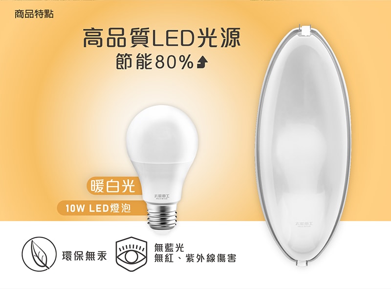 【太星電工】典雅美術壁燈(含E27/10W 暖白光LED燈泡)/2入 WH810L*2