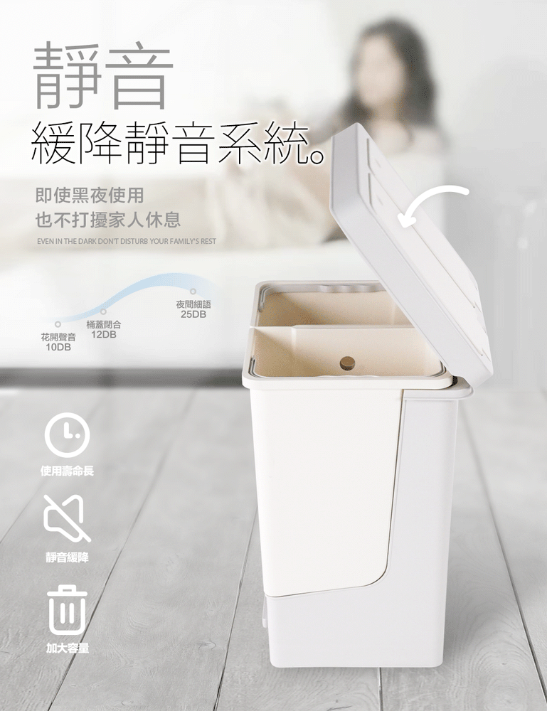 【FL 生活+】20公升免髒手腳踏/彈蓋2用雙槽分類垃圾桶(YG-194)