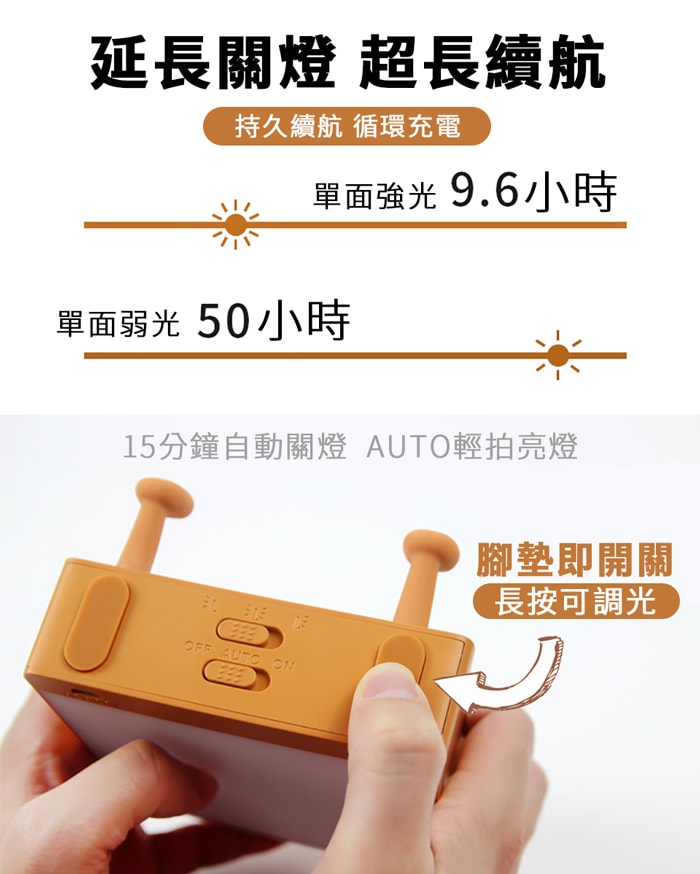 【Timo】鮮奶生吐司手機支架矽膠拍拍燈/USB充電小夜燈-微笑款