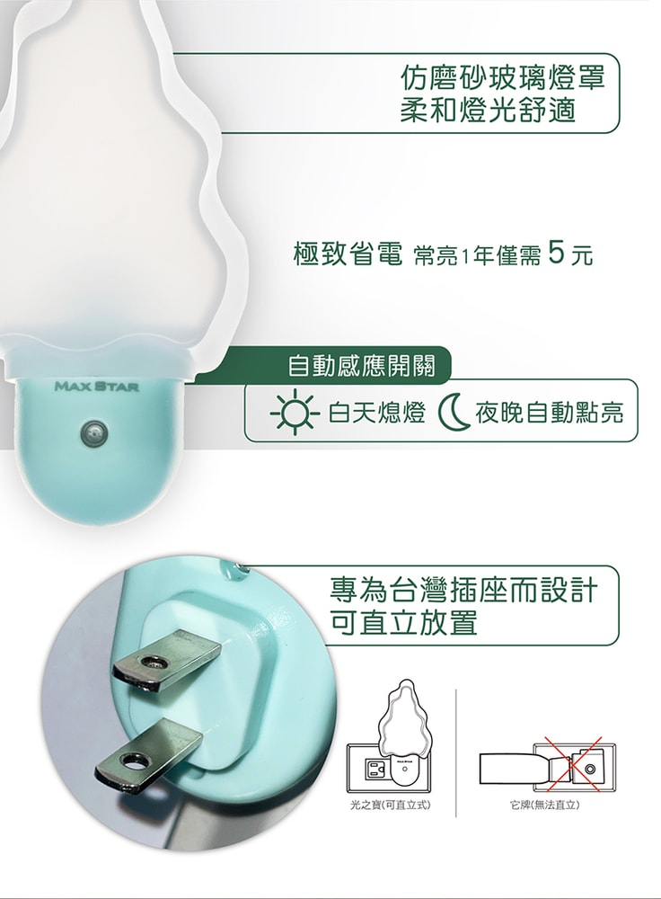 【太星電工】光之寶LED小樹自動小夜燈(6入) ZG806*6