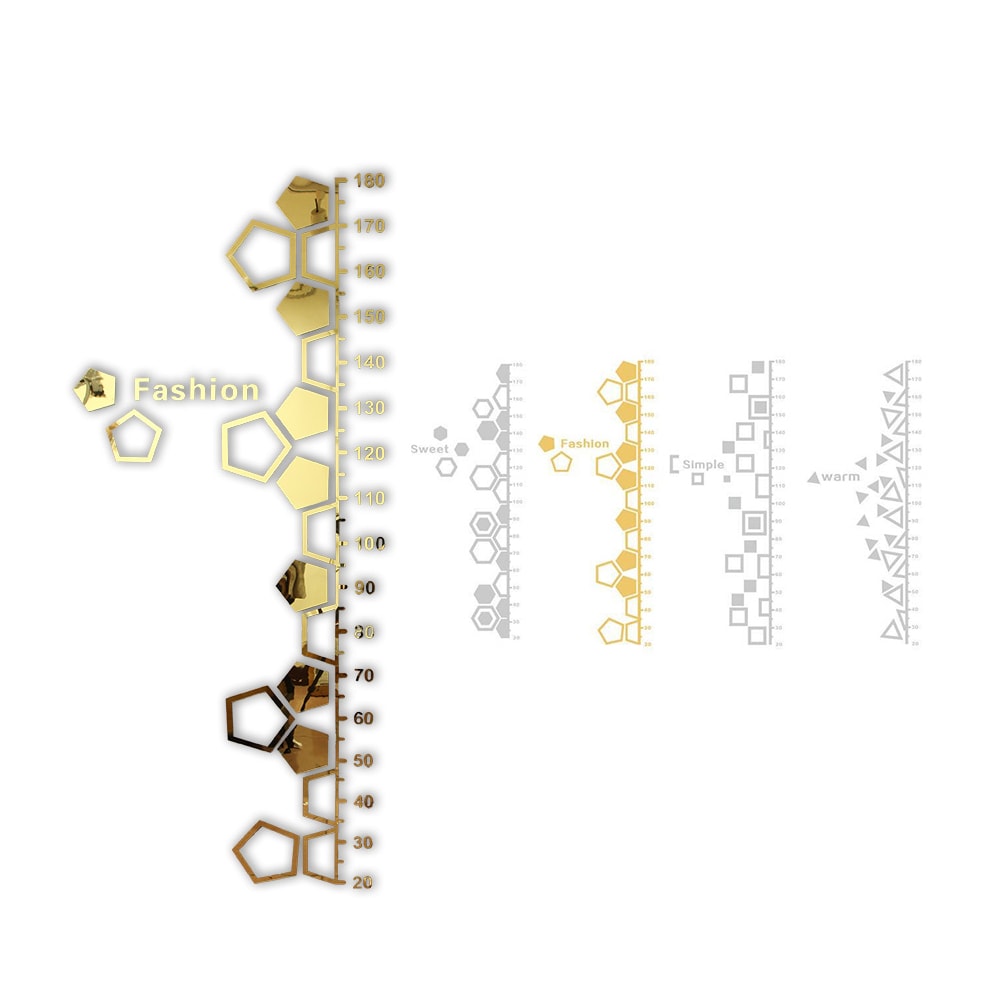 【Gohome】六角形3D立體身高測量壁貼(壓克力)