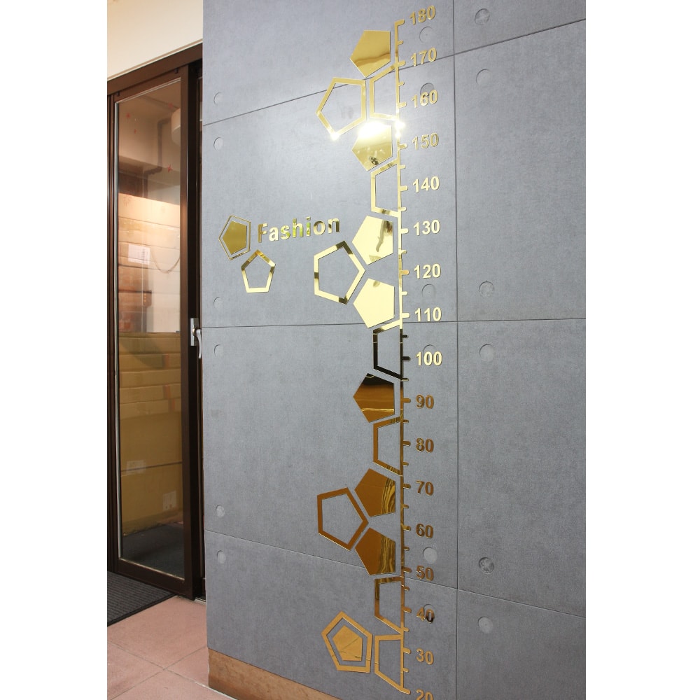 【Gohome】六角形3D立體身高測量壁貼(壓克力)