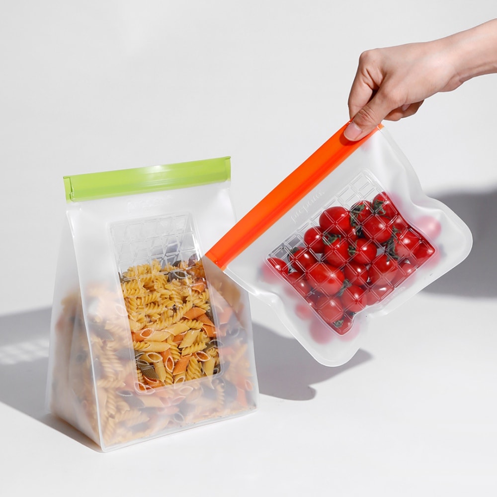 【Prepara】食物保鮮密封夾鏈袋[4號袋 藍色夾鏈]-20.32x12.7cm x2入