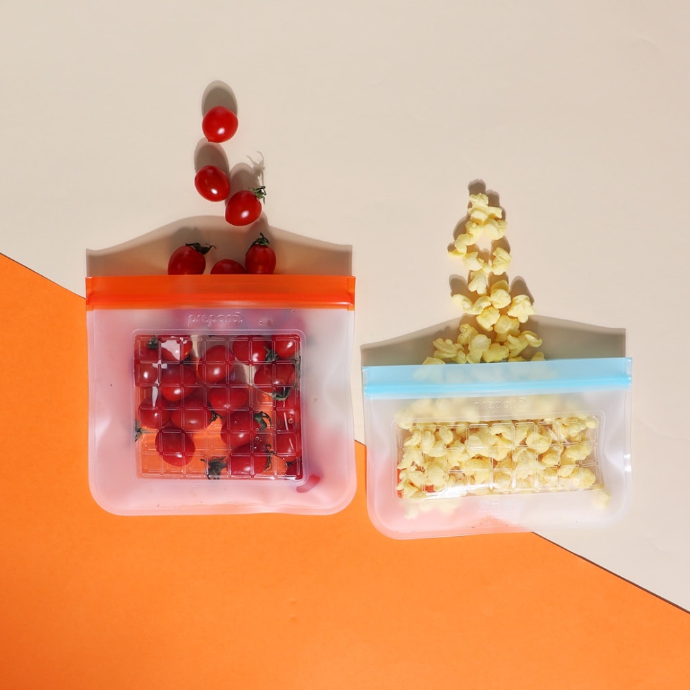 【Prepara】食物保鮮密封夾鏈袋[4號袋 藍色夾鏈]-20.32x12.7cm x2入