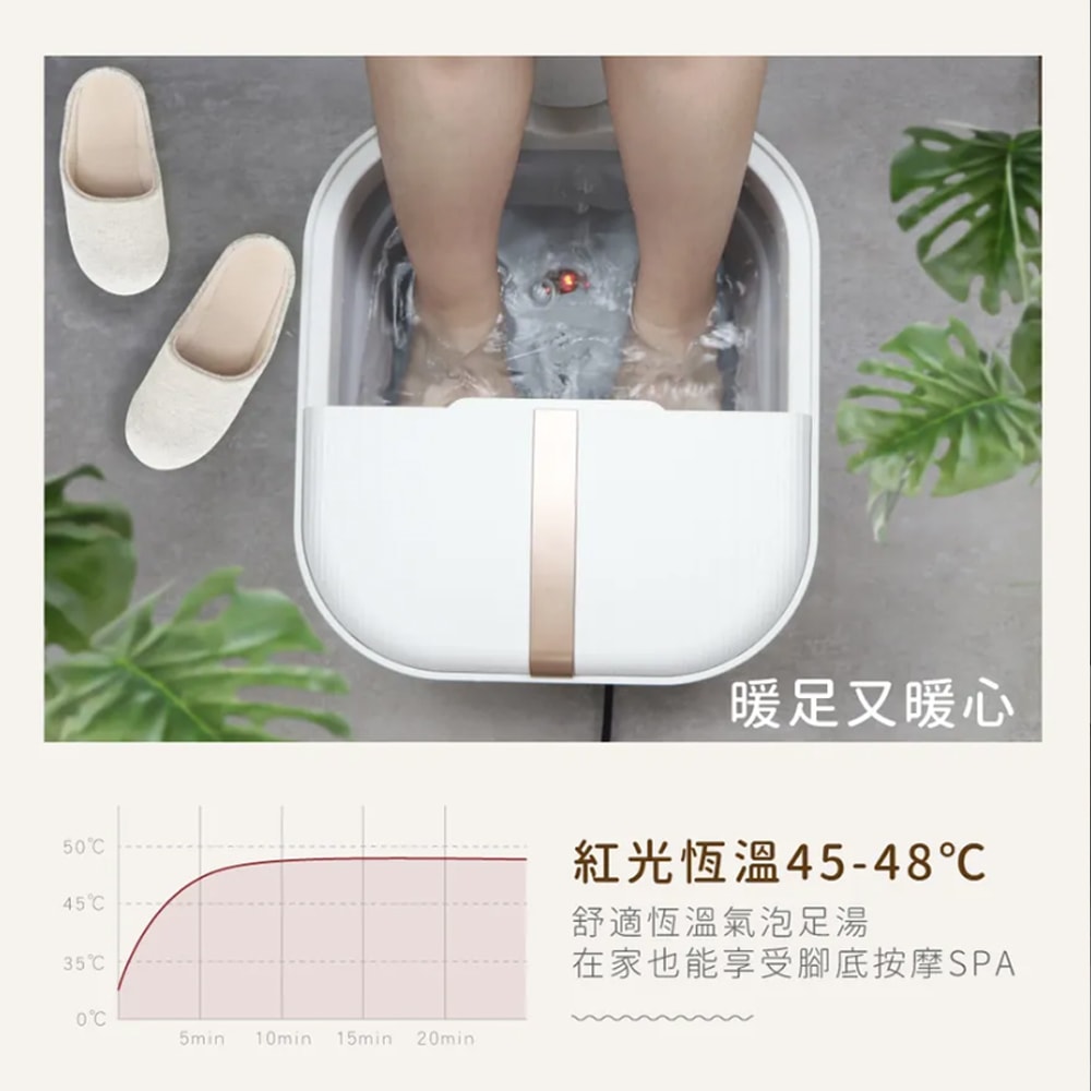 【KINYO】PTC陶瓷加熱摺疊泡腳機/恆溫足浴機(IFM-7001)紅光/氣泡/滾輪/草藥盒