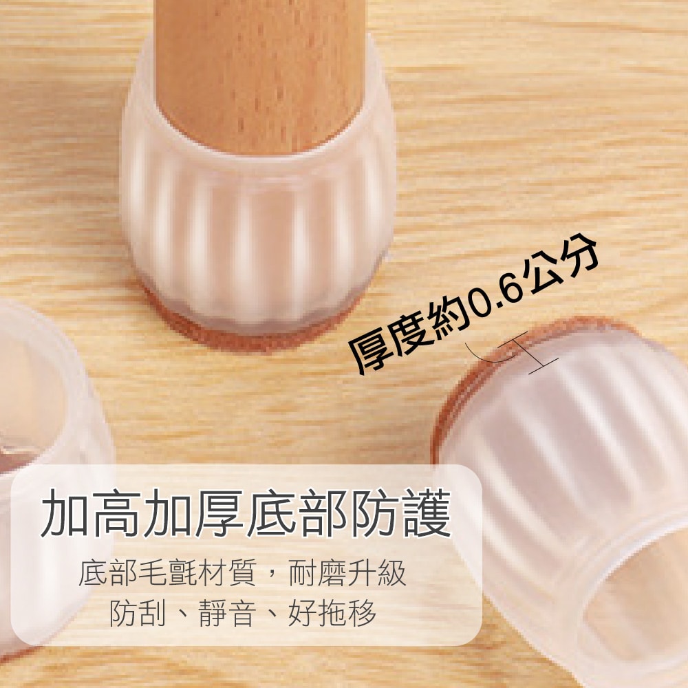 【Axis艾克思】加厚圓形豎紋桌椅防刮毛氈底TPE腳套_直徑4公分_16入