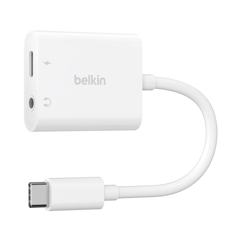 【BELKIN】RockStar 3.5mm 音頻 + USB-C 充電轉接器 分接器 NPA004btWH