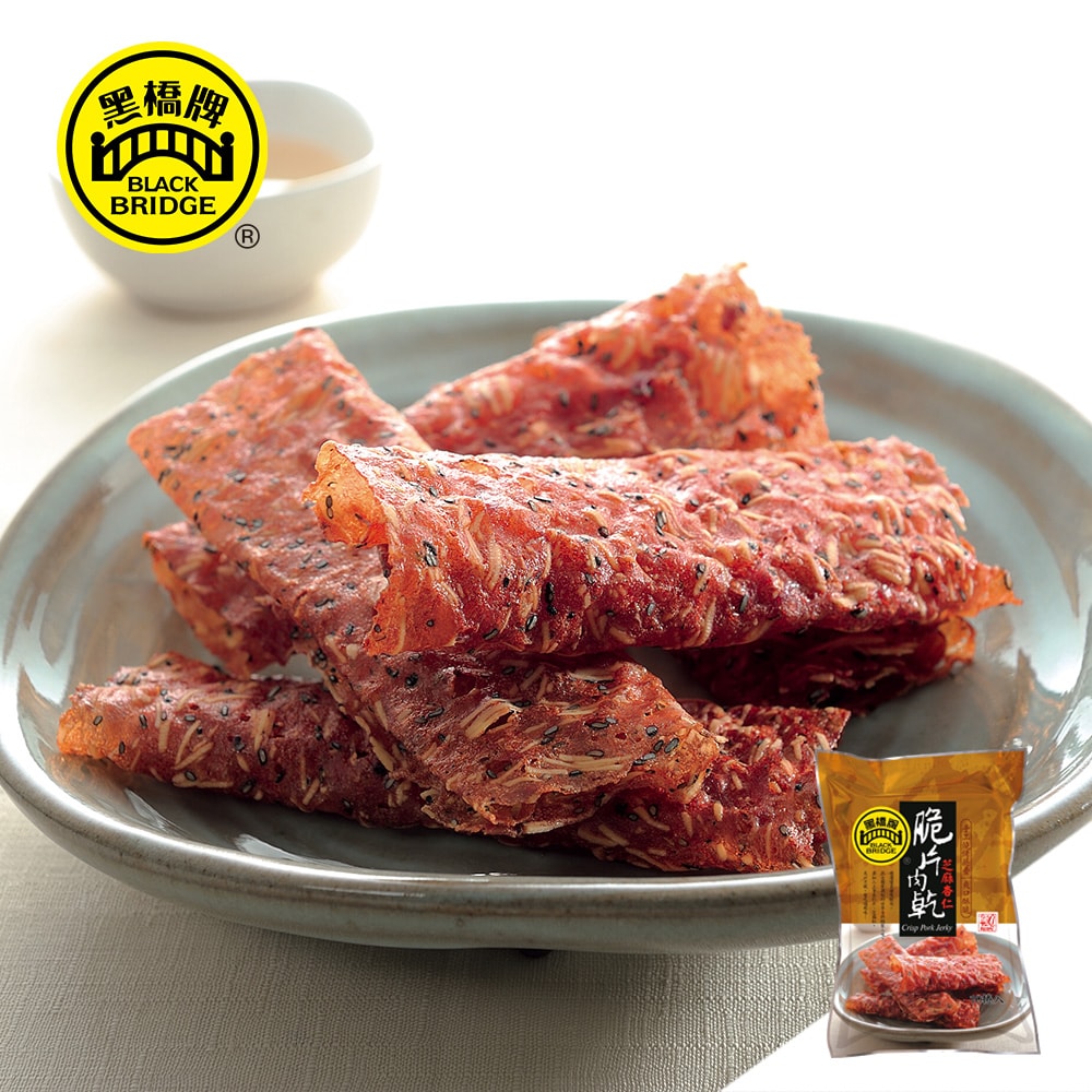 【黑橋牌】脆片肉乾海苔燒免運禮盒(芝麻杏仁脆片肉乾+黑胡椒杏仁脆片肉乾+肉酥堅果海苔燒)