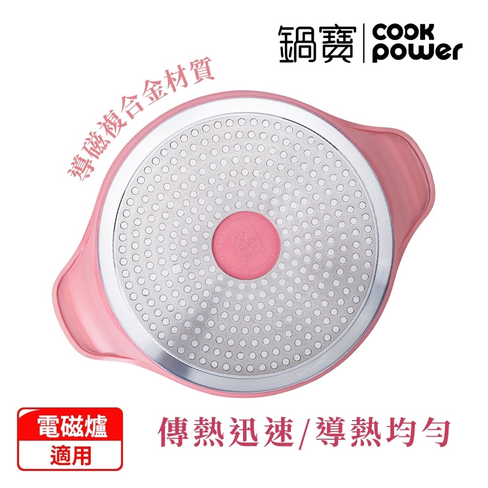 【CookPower 鍋寶】薔薇雙耳漸層不沾鍋雙鍋組-IH/電磁爐適用(20CM+24CM含蓋湯鍋)