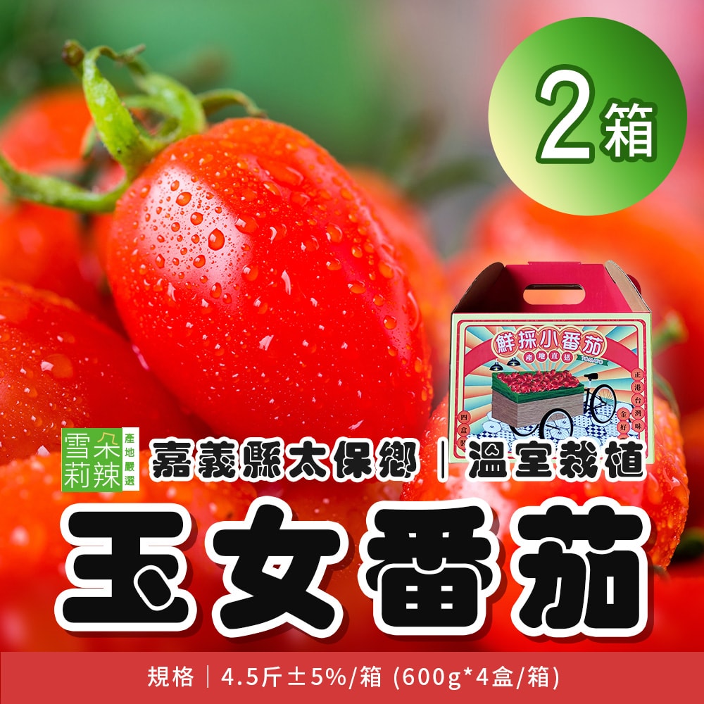 【雪莉朵辣嚴選】溫室栽植 玉女番茄(4.5斤/箱)x2(七個工作天出貨)