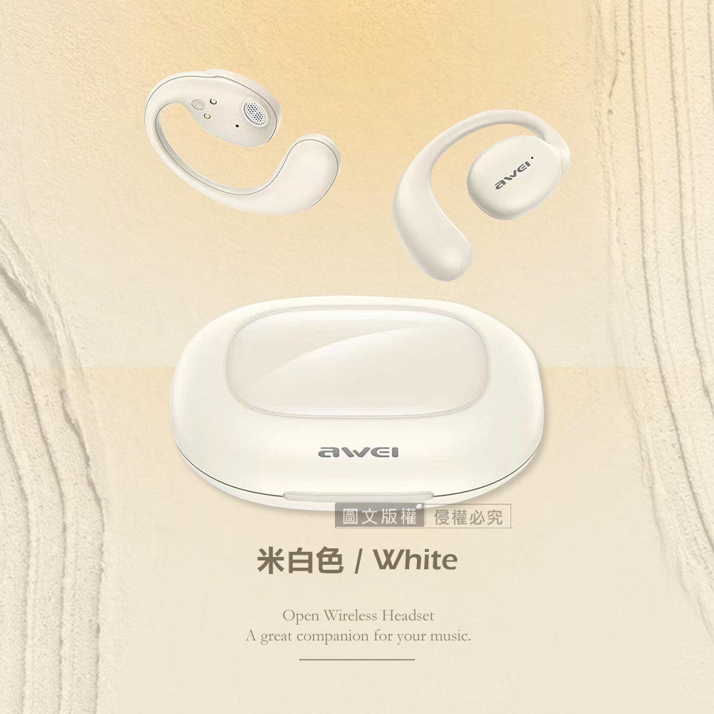 【AWEI】耳掛式無線耳機 OWS開放式空氣傳導 TWS真藍牙耳機 V5.3 LED電量顯示