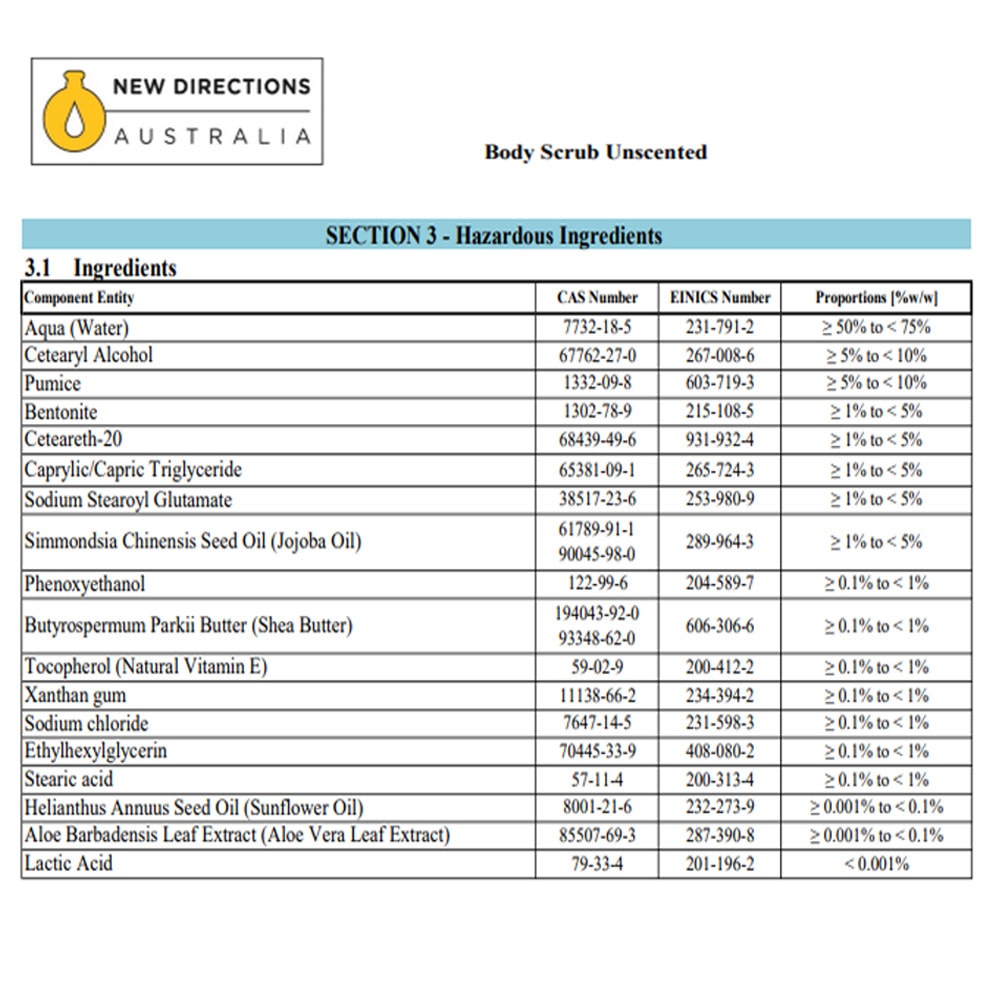 【NEW DIRECTIONS】新方向 身體磨砂膏100ml(無香味-可自行添加精油) 澳洲 原裝 進口