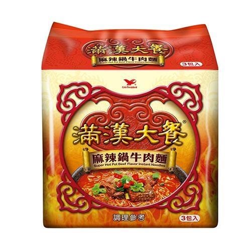 【統一】滿漢大餐 麻辣鍋牛肉麵200gx3入/袋
