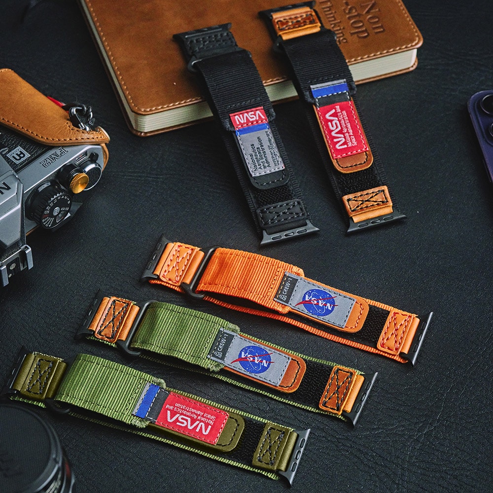 【MiFa】MIFA Apple Watch  EDC-34 戰術尼龍混搭真皮皮革運動錶帶 (適用S1-9代 & Ultra 1-2 & SE )