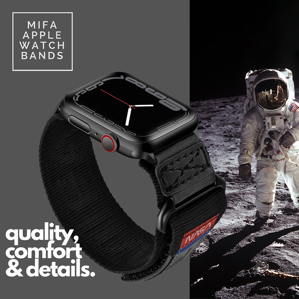 【MiFa】MIFA Apple Watch  EDC-34 戰術尼龍混搭真皮皮革運動錶帶 (適用S1-9代 & Ultra 1-2 & SE )