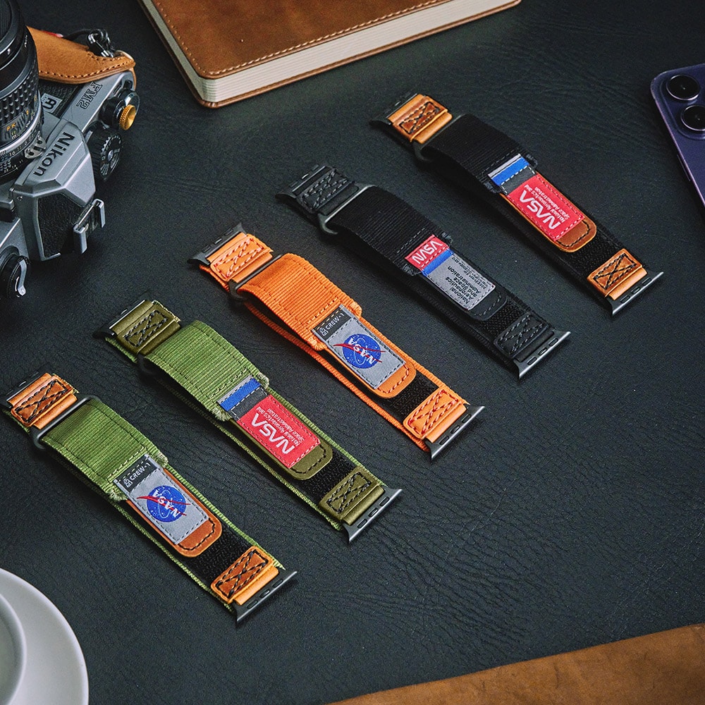 【MiFa】MIFA Apple Watch  EDC-34 戰術尼龍混搭真皮皮革運動錶帶 (適用S1-9代 & Ultra 1-2 & SE )