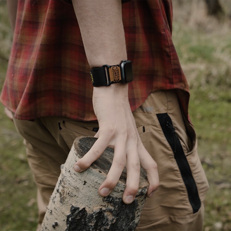 【MiFa】MIFA Apple Watch  EDC-34 戰術尼龍混搭真皮皮革運動錶帶 (適用S1-9代 & Ultra 1-2 & SE )