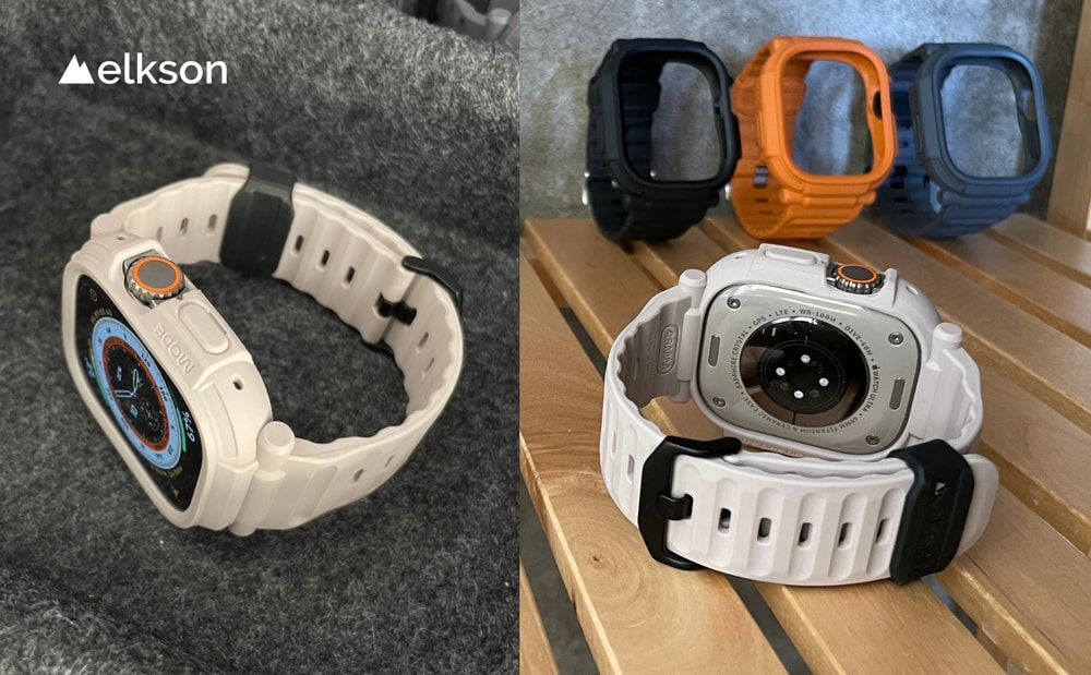【Elkson】加拿大 Elkson Apple Watch Ultra 1/2 49mm Quattro Pro 2.0 一體成形軍規錶帶+9H鋼化膜(內附貼膜神器)