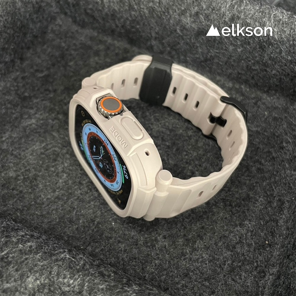 【Elkson】加拿大 Elkson Apple Watch Ultra 1/2 49mm Quattro Pro 2.0 一體成形軍規錶帶+9H鋼化膜(內附貼膜神器)