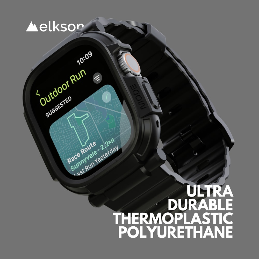 【Elkson】加拿大 Elkson Apple Watch Ultra 1/2 49mm Quattro Pro 2.0 一體成形軍規錶帶+9H鋼化膜(內附貼膜神器)