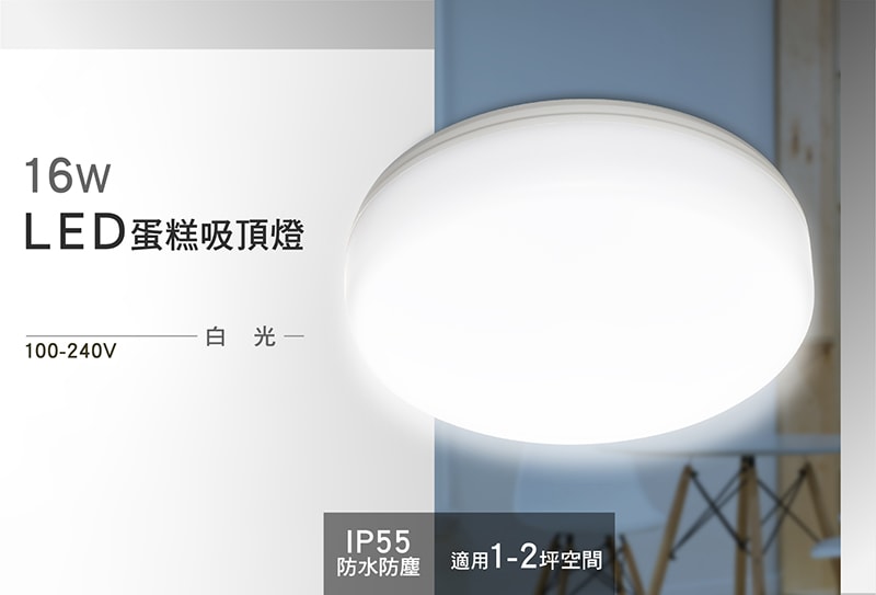 【寶島之光】16W LED 蛋糕吸頂燈(白光/自然光/黃光) /2入組合 Y6S16