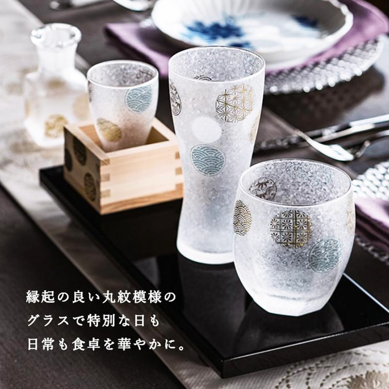 【ADERIA】日本 石塚哨子 傳統丸紋清酒杯2入禮盒 對杯 松竹梅 青海波 麻葉紋