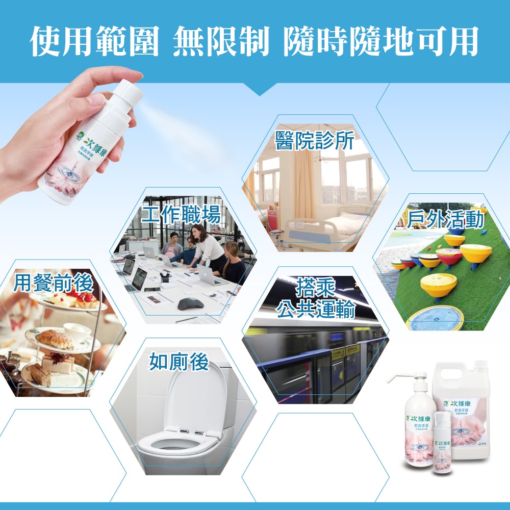【次綠康】精緻水漾乾洗手液60mlx5