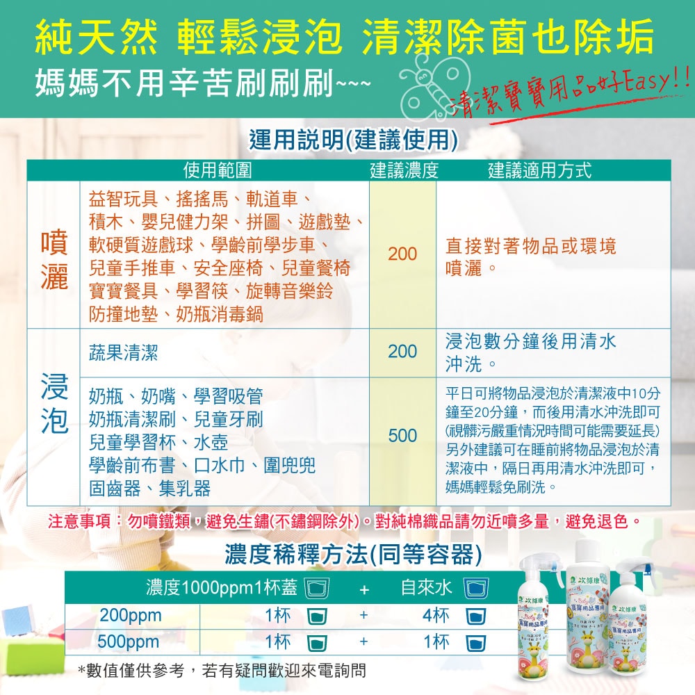 【次綠康】寶寶用品專用初生彌月禮500ml+濃縮1000ml+水漾乾洗手60ml