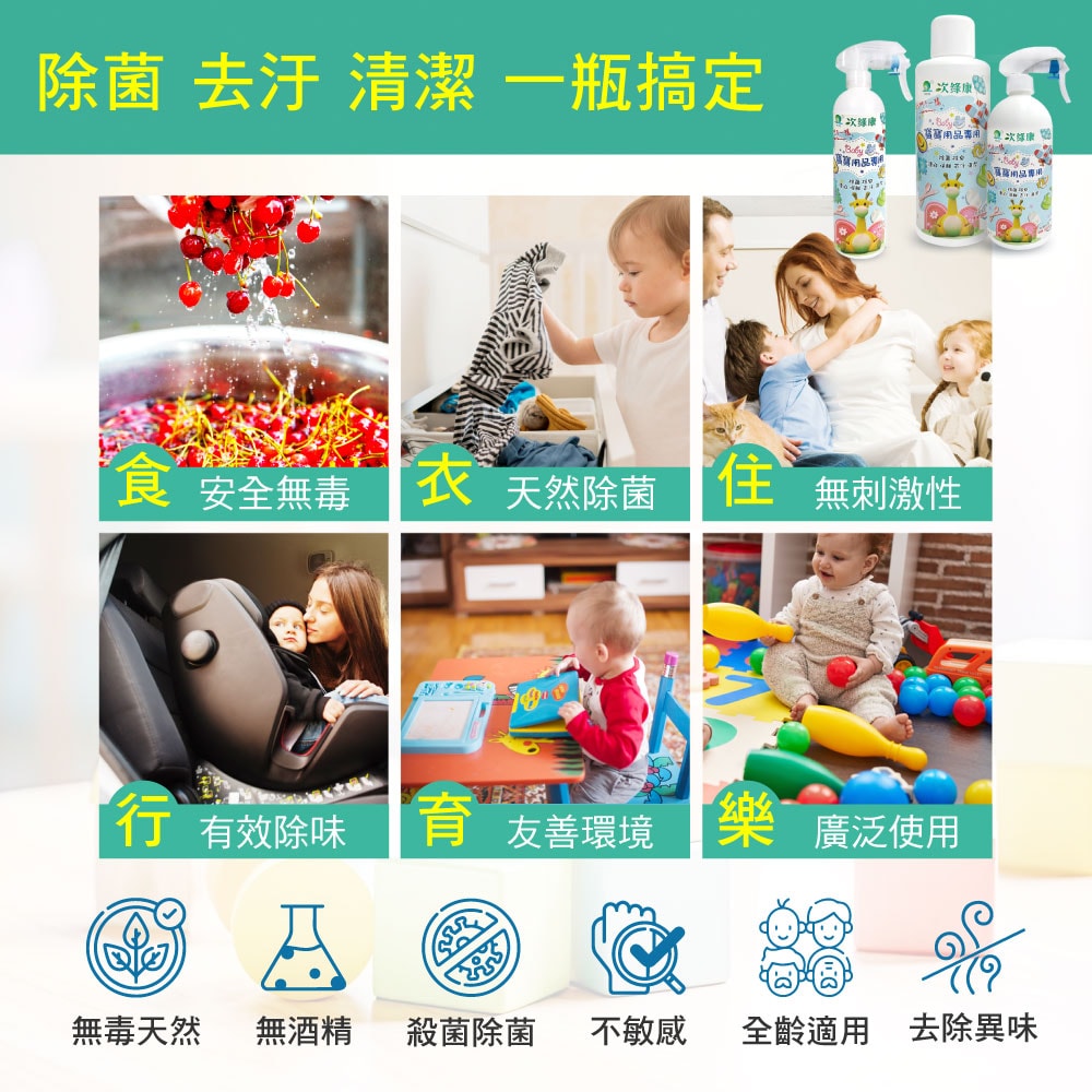 【次綠康】寶寶用品專用初生彌月禮500ml+濃縮1000ml+水漾乾洗手60ml