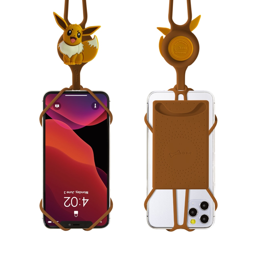 【BONE】寶可夢頸掛手機綁2代-卡套版 -皮卡丘/伊布/卡比獸