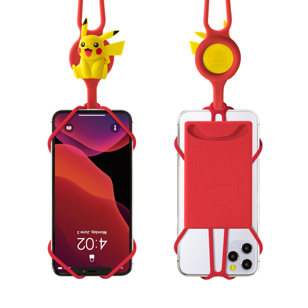 【BONE】寶可夢頸掛手機綁2代-卡套版 -皮卡丘/伊布/卡比獸