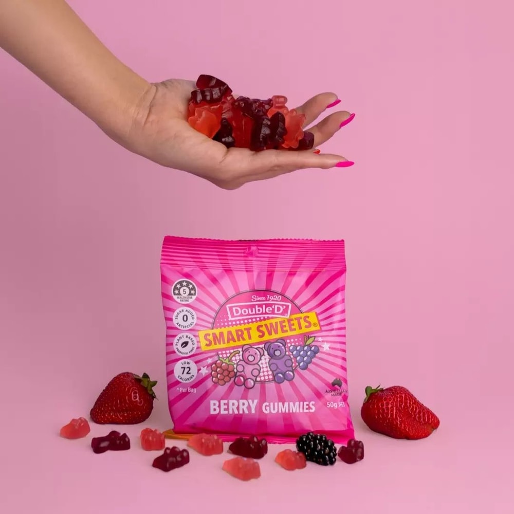 【澳洲DoubleD】無糖全素高纖軟糖—酸可樂、綜合莓果、酸酸糖、草莓芒果（隨機3入組）