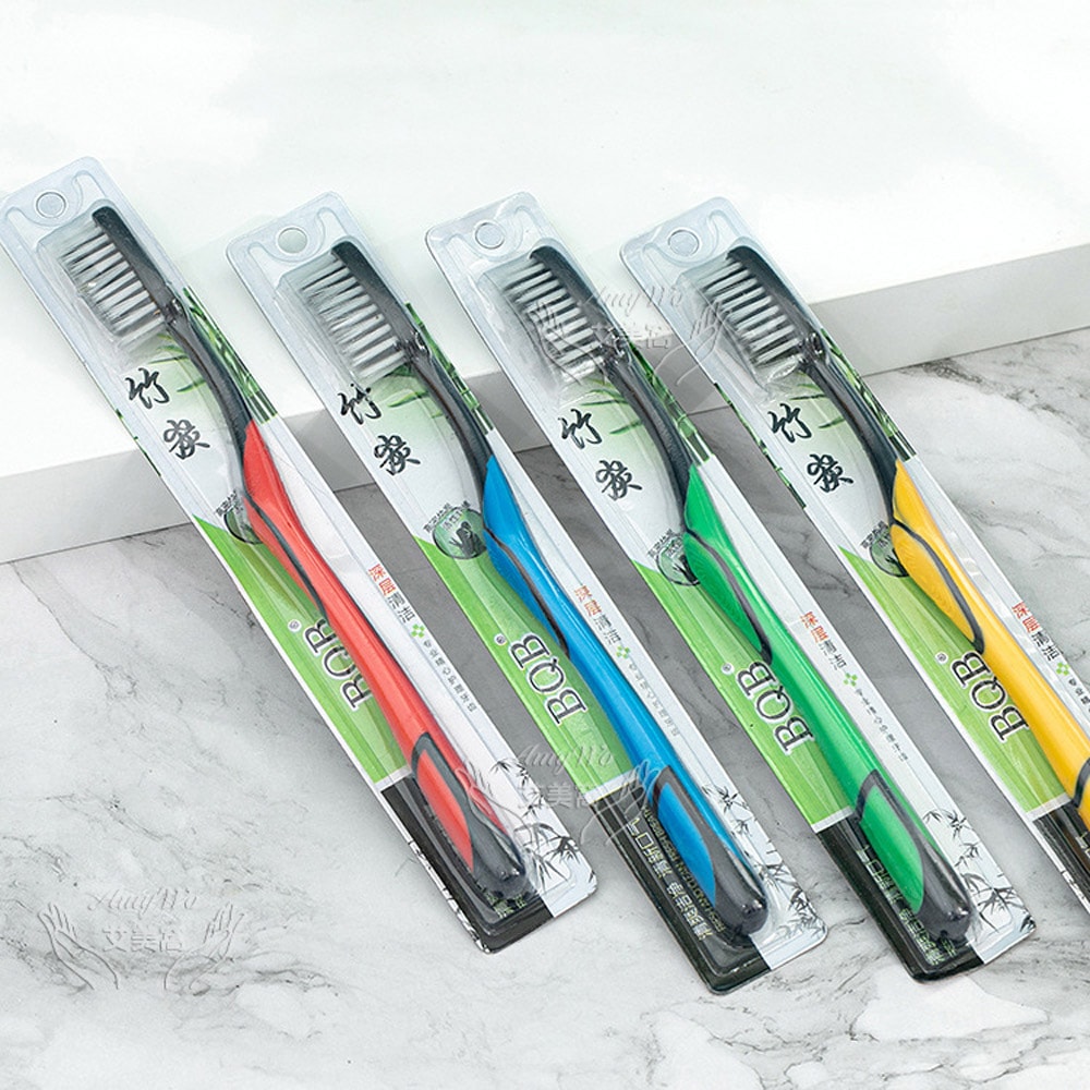 【Amywo 艾美窩】竹炭細絲成人牙刷10入組(顏色隨機) 牙刷 旅行牙刷 竹炭牙刷 竹炭軟毛牙刷 單支獨立包裝 軟毛牙刷